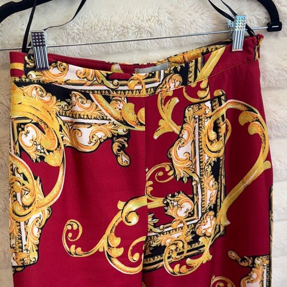 Baroque Print Red Pants - Picture 4 of 8